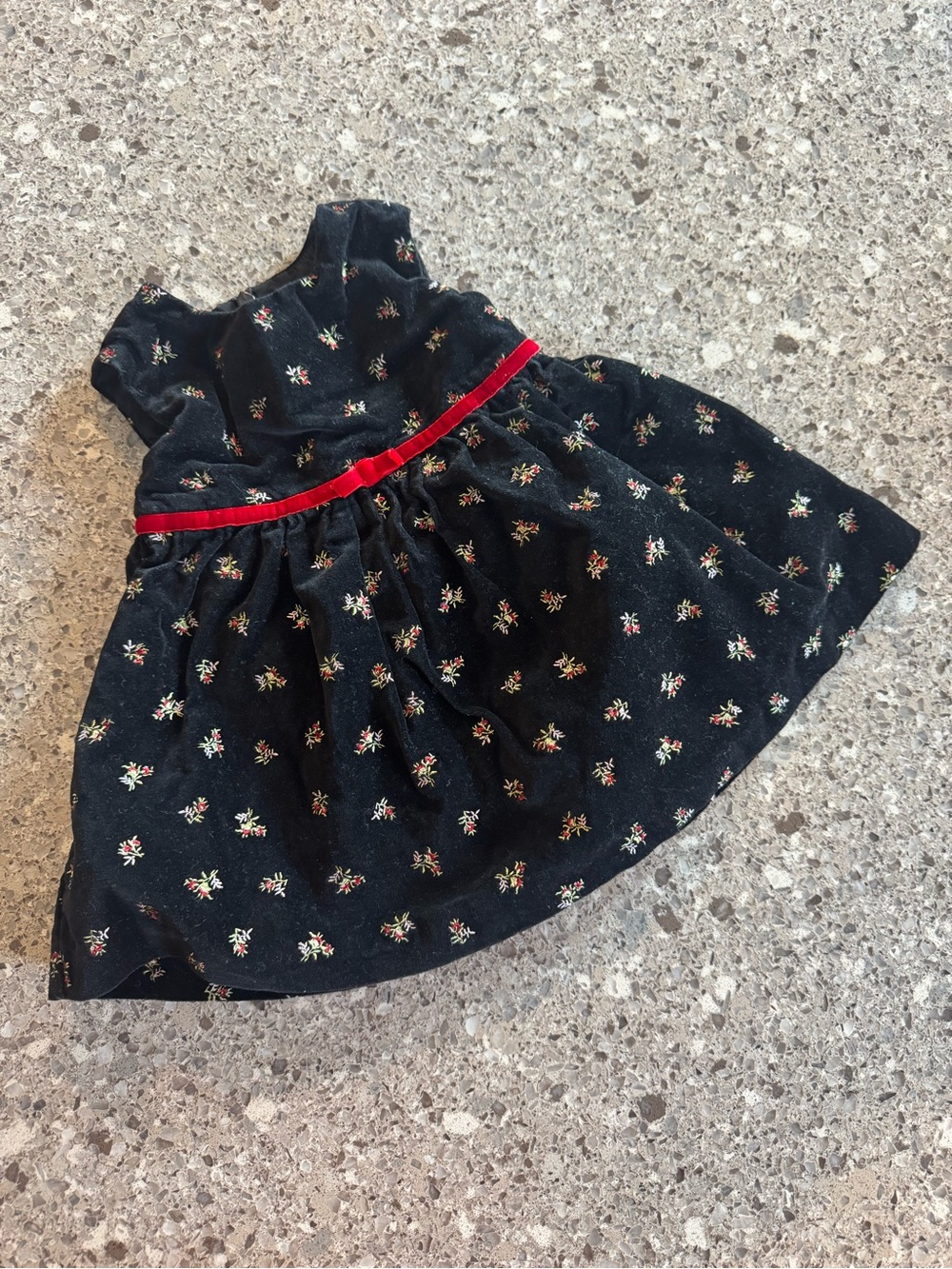 Vintage Children’s Place Black Velvet Floral Holiday Dress + Bloomers